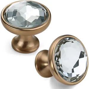 10 Pack Champagne Bronze Kitchen Cabinet Knobs - Clear Crystal Dresser Knobs for Dresser Drawers