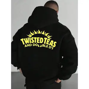 Men's Twisted Teas and Double D's Graphic Hoodie - Cotton Blend Black Long Sleeve Pullover Regular Fit | Soft & Breathable Fabric, Durable Print, Everyday Comfort, Machine Washable, casual streetwear urban fashion