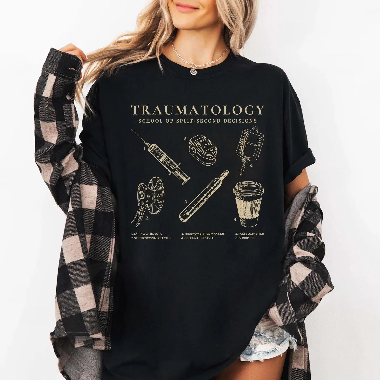 Comfort Colors Trauma Nurse Shirt, Vintage Traumatology Medical Graphic Tee, Emergency Room RN T-Shirt, Gift for ER Nurses & EMT Paramedics