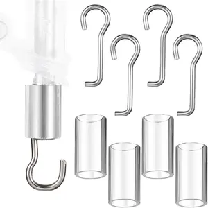 4 Set Wand Wire and Sleeve Collar for Horizontal Mini Blinds, Wand Replacement with Hook, Window Blind Repair Parts for 1 Inch Square Headrails Window Opener Accessory