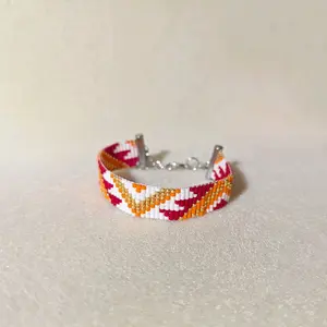 Orange Aztec Miyuki beaded bracelet
