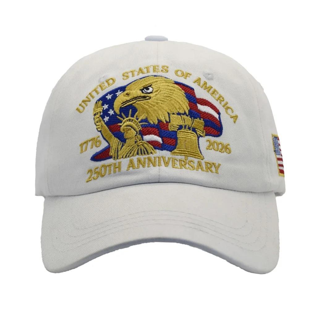 USA 250th Anniversary Eagle Print Hat Unisex Adjustable Washed Cotton Peak Hat Trucker Hats Outdoor Visor Baseball Cap