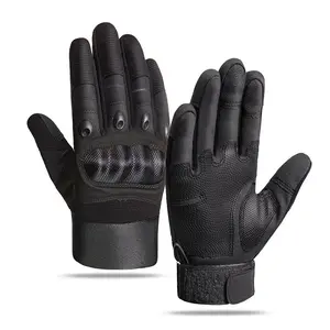 Tactical Gloves Men's Full Finger Carbon Fiber Shell Sports Anti-Cut Outdoor Riding Non-Slip Wear-Resistant Touch Screen Gloves Water-Resistant