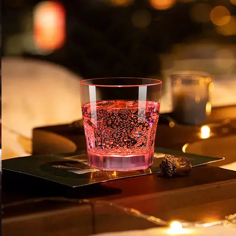 LED Whiskey Glass with RGB Sensor, Water Activated Light, Long Battery Life, Reusable Washable, Party Bar Atmosphere Lamp