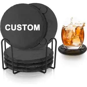 Set of 4 Personalized Slate Coasters,  Custom Slate Coasters, Monogrammed Housewarming Gift, Drink Coaster, Table Coaster, Gift for Dad  Engraved Slate Coasters, Wedding Gift Party Favor, Christmas gift