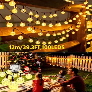 12m/100 LED Solar Bubble String Lights, Durable Outdoor Decorative Lights, Elegant Garden and Patio Decoration, Energy Efficient Lighting Solution
