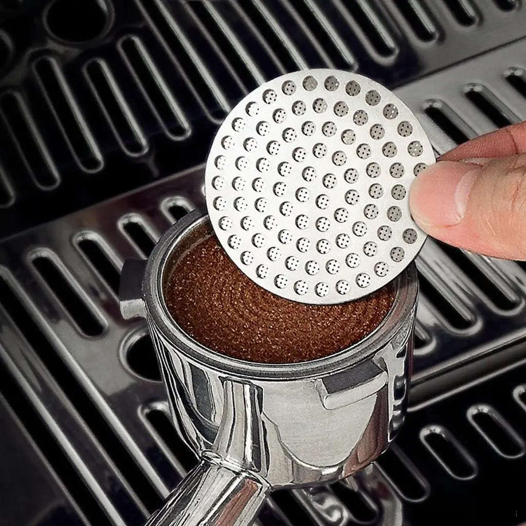 Reusable Stainless Steel Coffee Powder Filter, Coffee Strainer, Kitchenware, Dual Layer Mesh, Efficient Extraction, Durable for Baristas, Sizes 51mm/53mm/58mm