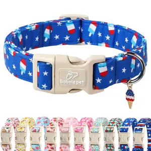 4th of July Dog Collar — Patriotic Popsicle Adjustable Collar with Quick-Release Buckle for Small, Medium & Large Dogs summerwins
