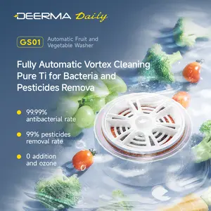 DEERMA GS01 Portable Fruit Vegetable Cleaner, Wireless Vortex Microbubble Food Purifier, Reduce Residues, Multifunctional for Meat Seafood, Compact Kitchen Gadget