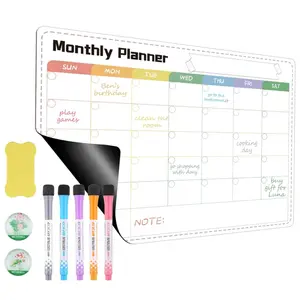 Magnetic Dry Erase Monthly/Weekly Calendar 11.6X16.4" with 5 Dry Erase Markers & Large Eraser - Durable PET, Easy to Clean, Great Gift Idea