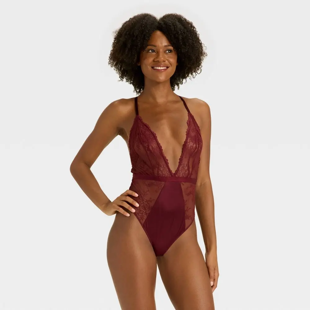 Women's Lace Unlined Lingerie Bodysuit - Auden