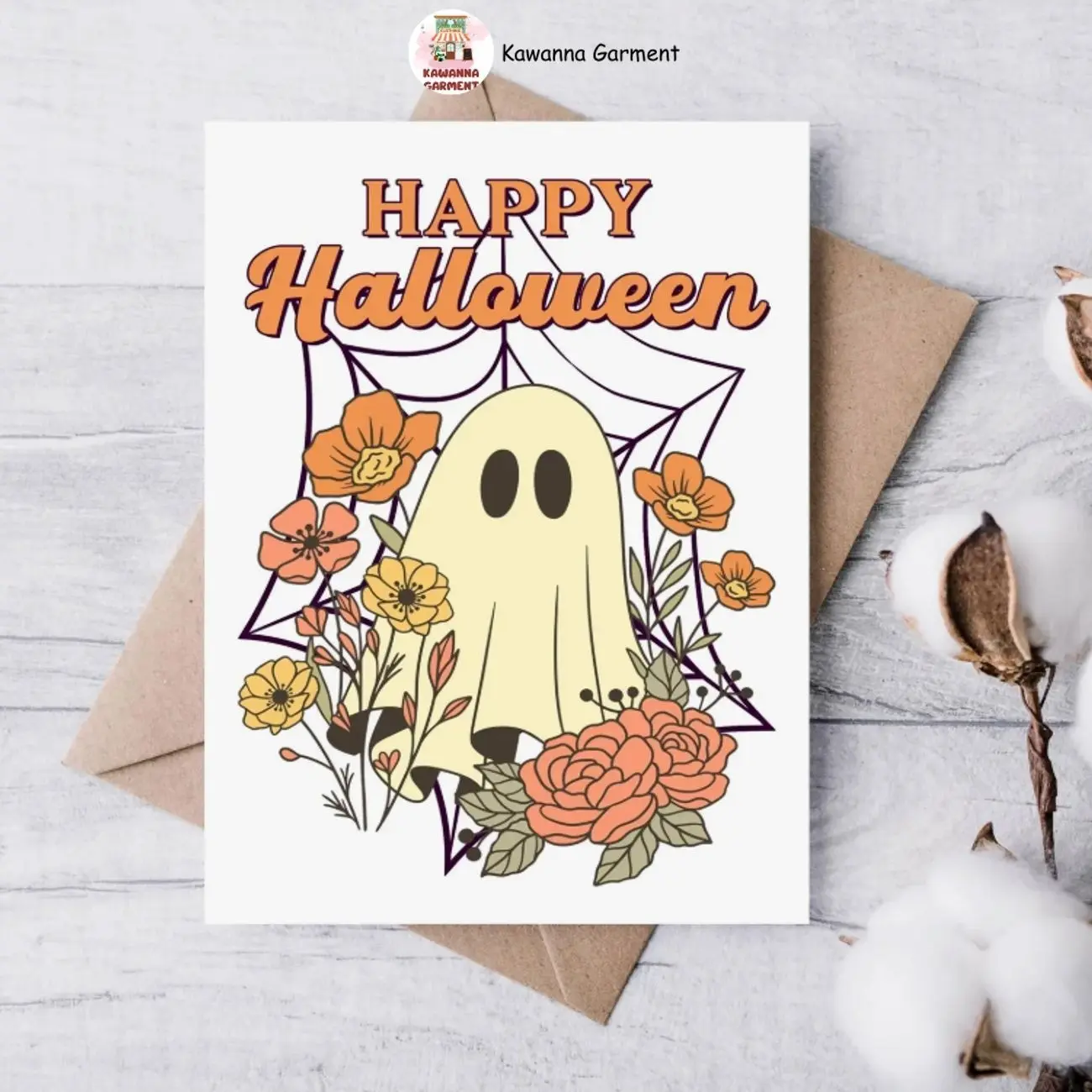 Halloween Card, Cute Ghost Card for Halloween, Happy Halloween Card, Ghost Card