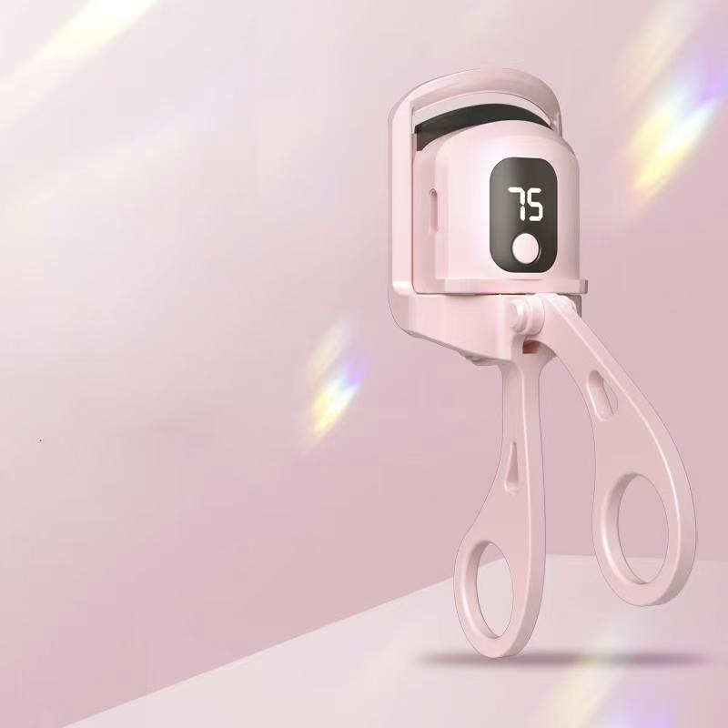 Electric Heated Eyelash Curler for Women USB Rechargeable Quick Heat-Up Multi-Temp Settings 24H Natural Curl Anti-Scald Silicone Portable Makeup Tool Pink Beauty Cosmetics