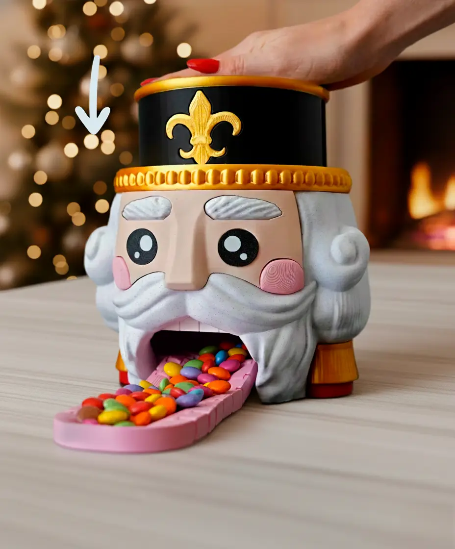 Nutcracker Candy Dispenser Christmas Candy Holder 15cm Tall Durable Plastic Refillable Fun Holiday Tabletop Decor