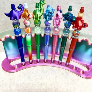 Cute Dinosaur Pens with 3D Printed Focal Beads in Vibrant Colors for Kids and Collectors
