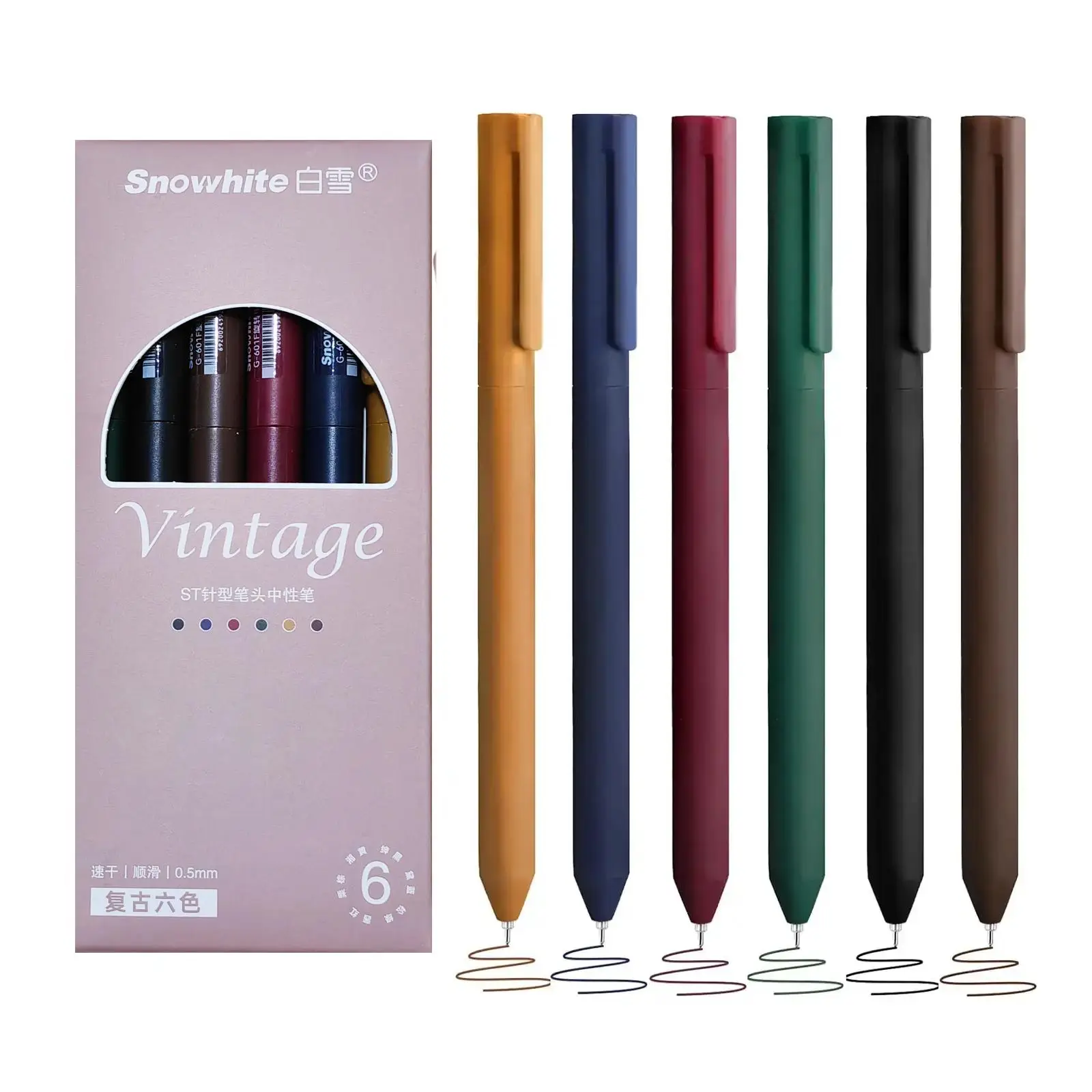 0.5mm Colored Gel Pen (6pcs), Quick Dry & Fine Point Pen for Note Taking, Aesthetic Gel Ink Pen for Office & Home