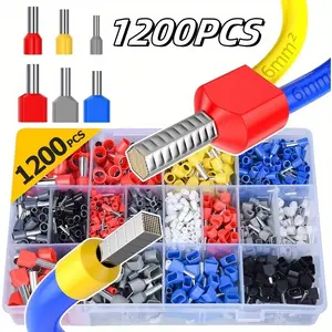 1200Pieces Wire Ferrules Kit - Uncharged Copper Crimp Connector Assortment, Insulated Cord Pin End Terminal Blocks, VE Tubular Electrical Cable Ends, Wire Termination for DIY Wiring Projects