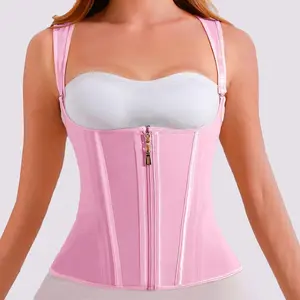 Women's Solid Sports Waist Trainer High Compression Shapewear, Sporty Adjustable Hook & Eye Closure Front Waist Cincher, Sports Sleeves & Support for Postpartum Recovery, Workout
