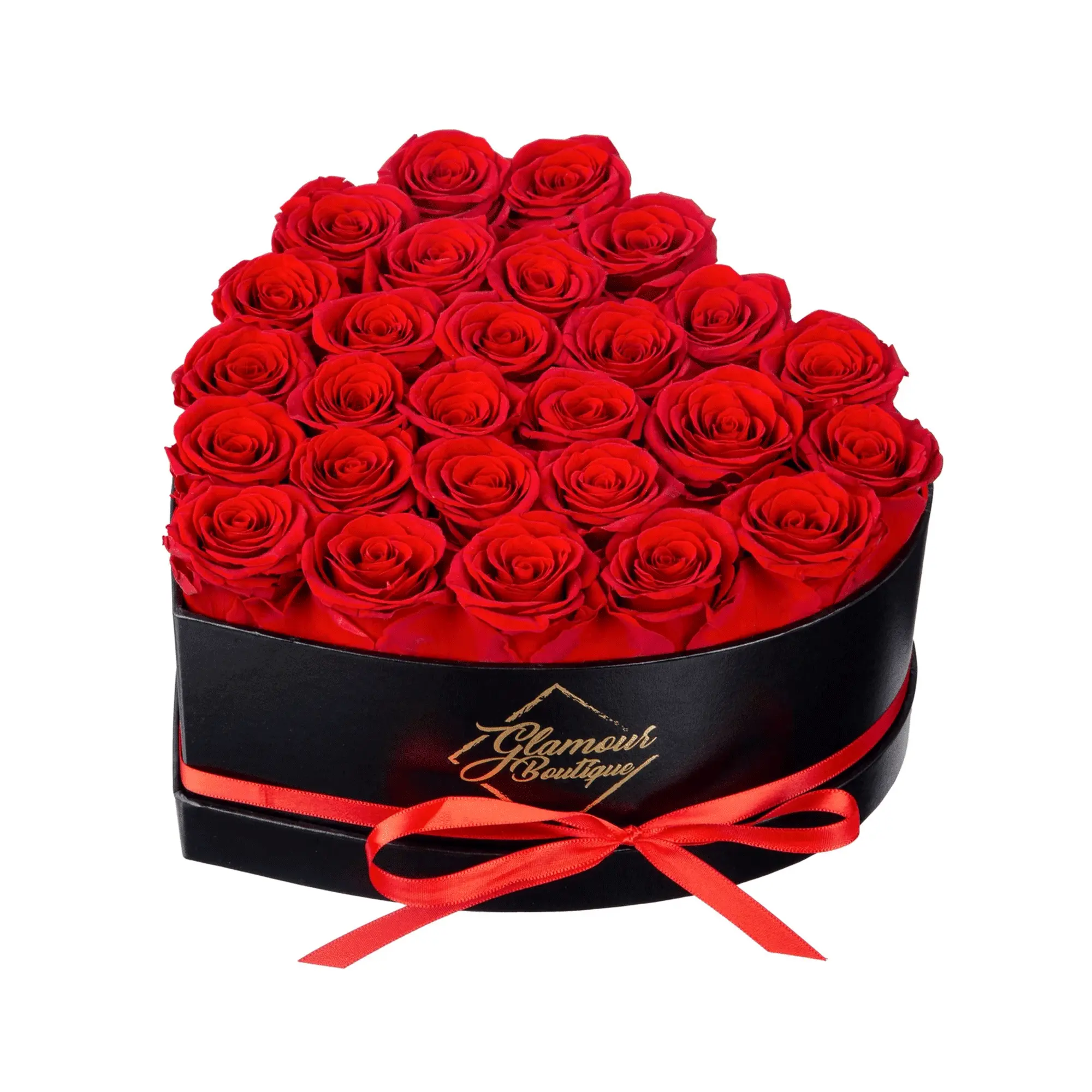 GLAMOUR BOUTIQUE Immortal Love Black Heart 27-Red-Roses Decorative Box, Romantic Bedroom Accessories for Birthday & Valentine's Day Bedroom Decor