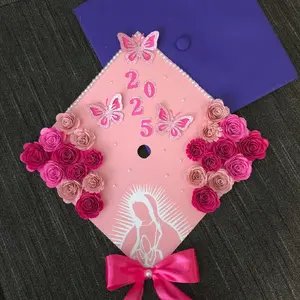 2026 Graduation cap topper virgencita rosas eternas roses flowers birrete decorado  decor decoration gift regalo
