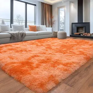 AAFKK Soft Shag Rugs For Bedroom, Tie-dye Orange Fluffy Shaggy Rugs For Living Room Nursery, Luxury Modern Plush Carpet Girls Boys Kids Room Dorm Indoor Home Decor, Upgrade Non-Slip