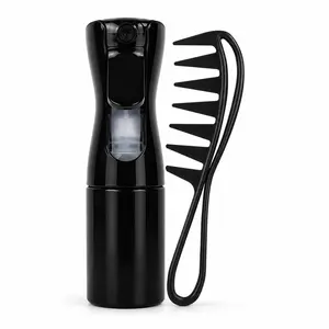 2Pcs Fine Mist Spray Bottle & Slick Back Hair Comb Set, Continuous Ultra-Fine Hair Spray Bottle with Wide Tooth Oil Head Comb, Detangling Styling Tools for Sleek Back Hair, Curly Hair, Braids, Barber & Salon Use