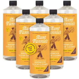 Aunt Fannie's Ultra Concentrated Plant Based Hardwood Floor Cleaner for Mopping, Bright Lemon Scent, 32 oz. (Pack of 6)