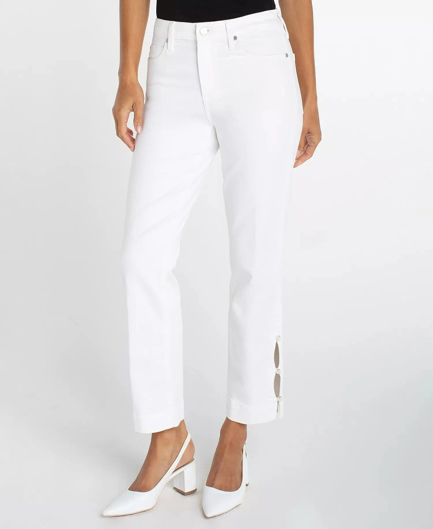 Liverpool Kennedy Mid Rise Crop Jeans w/ Pearl Detail