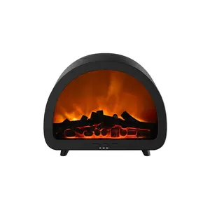 Fireplace Flame Humidifier, Half-Round Fireplace Flame Diffuser, Retro Charcoal LED Aromatherapy Diffuser with Multi-Color Light, US Plug, Timer & Auto Shut-Off, Remote Control, Ideal For Home Decor, Christmas Holiday Gift