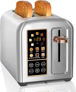Toaster 2 Slice, Stainless Toaster LCD Display&Touch Buttons, 50% Faster Heating Speed, 6 Bread Selection, 7 Shade Setting, 1.5''Wide Slot, Removable Crumb Tray, 1350W wide slot kitchen  toaster Toasting Home Appliances