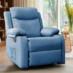 Korser Manual Chair Small Single Recliner Compact Upholstered Fabric Design with Side Pockets for Small Spaces & Living Rooms Adjustable Reclining 19.3" Seat Width Breathable Easy-Clean Fabric