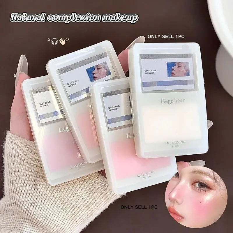Sliding Mousse Blush, Cheek Mousse, Waterproof Long-Lasting, Waterproof Makeup, Color Correction, Suitable for All Skin Tones, Brightening Effect, Birthday & Valentine Gift, Cosmetics Products