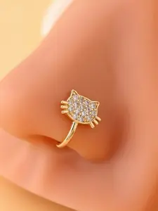 Women's Fashion Zircon Cat Head U-Shaped Nose Clip, No Piercing Adjustable Nose Ring, Vintage Elegant Style, Daily Wear, Party Gift, Non Piercing Jewelry