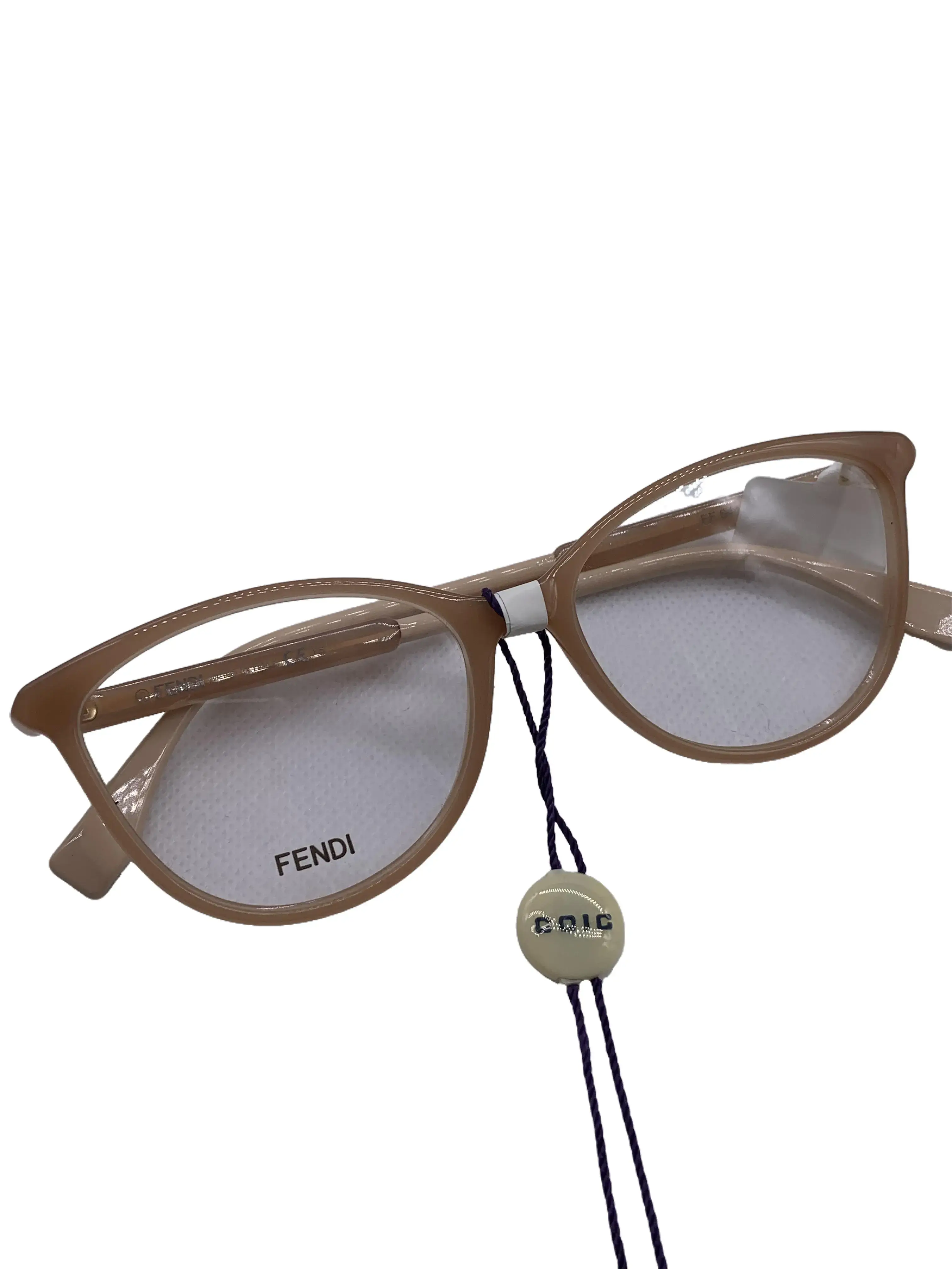 Pre-owned FENDI Nude Cat Eye Optical Eyeglasses Frame/FYAR12631002/1002