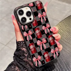 Butterfly Knot Plaid Pattern Phone Case, Valentine's Day Gift, Compatible with iPhone 11-17 Series, Anti-Drop Shockproof Thickened Cover