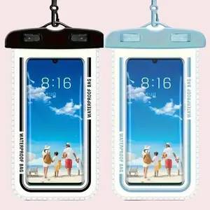 Waterproof Phone Pouches 2-Pack with Lanyard Transparent Touch-Friendly Fits iPhone & Samsung up to 7.2" Ideal for Swimming Beach Boating