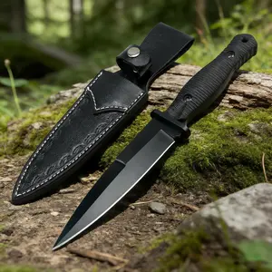 1PC, high hardness outdoor knife, straight knife, integrated keel structure, sharp and durable, anti slip handle, comfortable grip, equipped with knife cover, convenient storage, suitable for outdoor camping or household kitchen, men's gift