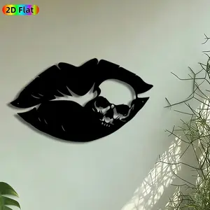 1pc Gothic Skull Lips Metal Wall Art, Skull in Lips Statue Mural, Intricate Craftsmanship, Vintage Ironwork, Perfect for Halloween, Gothic Festival Decor, Perfect for Bedroom Studio Gothic Bar Decor, Ideal Gift for Gothic Decor Enthusiasts.