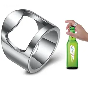 Bottle Opener Ring Creativity Corkscrew Stainless Steel Finger Ring Beer Can Openers Gadgets Cool Bar Kitchen Accessories Gifts for Men Utensils Black Home men's accessories