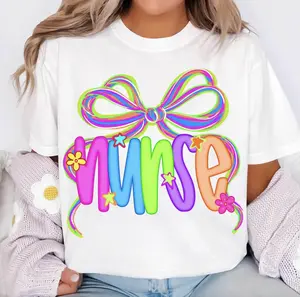 Neon Coquette Bow Nurse Tshirt, Nurse Neon Distressed Tee, Nurse Cna RN NICU Shirt, Stethoscope Sweater, Nursing Life Hoodie, Nursing Gift For Her