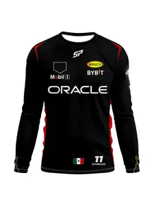 F1 Team Long Sleeve T-shirt Spring and Autumn Edition Extra Large Men's T-shirt Red Team Checo 11 Driver's Clothing T-shirt