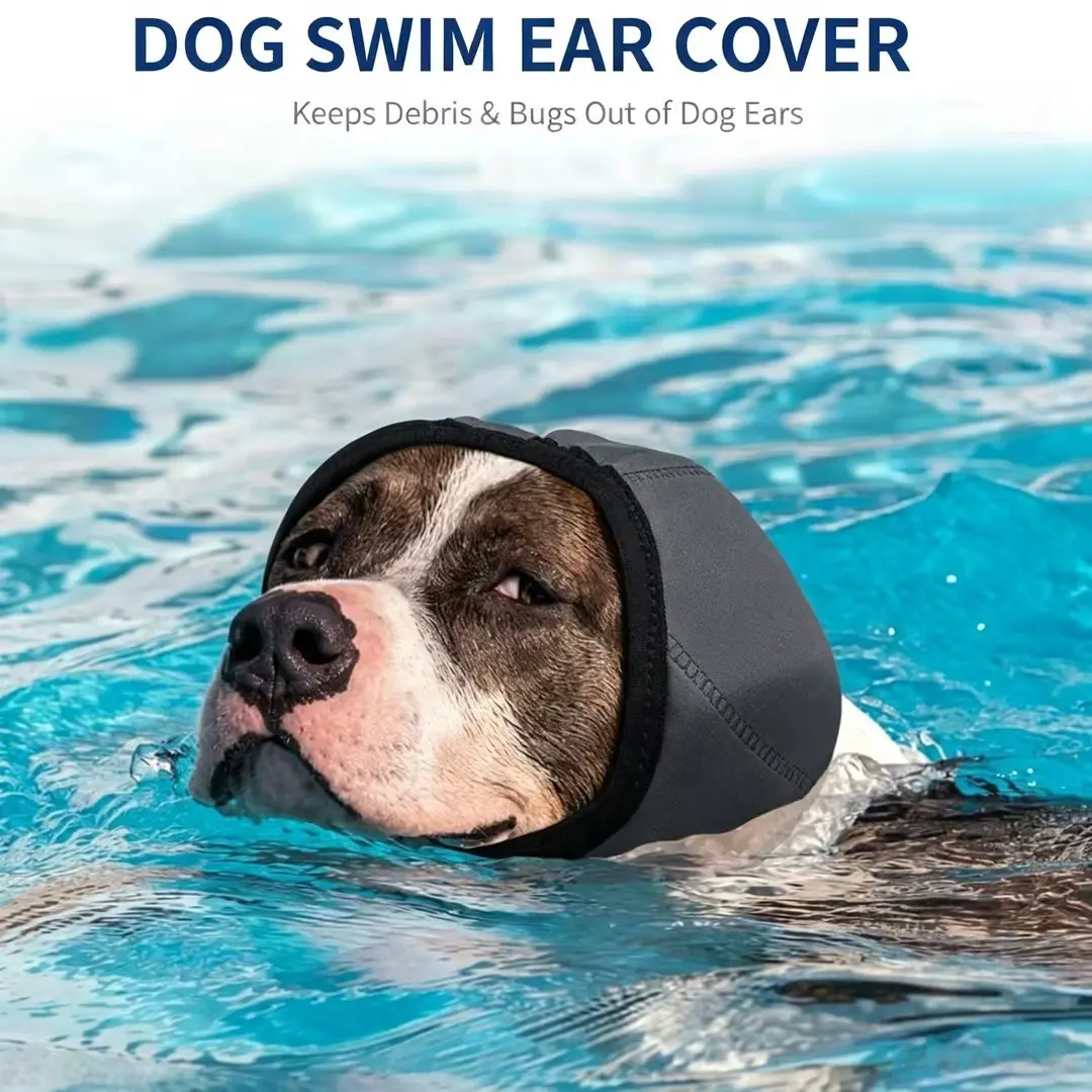 Summer Dog Noise Reduction Ear Muffs, Waterproof Pet Ear Cover for Swimming & Bathing, Blow Dryer Protection Hat, Soft Breathable Memory Foam Calming Headgear, Secure Fit for Thunderstorms, Fireworks & Grooming Anxiety Relief, Puppy to Adult Dogs, Easy We