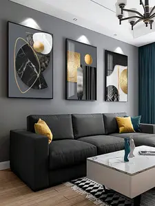 3PCS Modern Geometric Wall Art Set – Unframed Polyester Canvas Posters for Home Decor