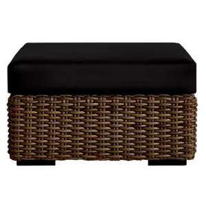 RSH Decor Foam Ottoman Cushion for Outdoor Furniture, 23" x 19" x 4", Water-Resistant All-Weather Fabric, Black