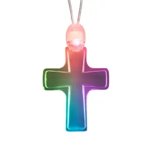 Blinkee EFAPNC-MLT Expression of Faith Acrylic Cross Pendant Necklace with Multi Color LEDs