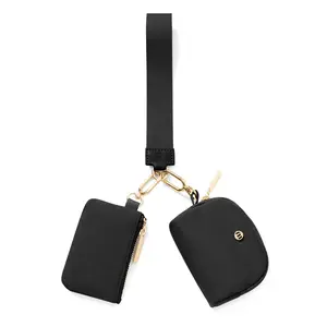 MEXS Mini Zip Around Wristlet Wallet for Women Dual Pouch Wristlet Portable Coin Purse Mini Women Coin Pocket