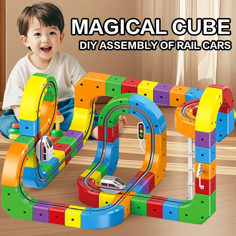 DIY Track Building Kit with Train and Traffic Signs, Stem Toy Magic ...