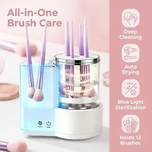 3 IN 1 Electric Makeup Brush Cleaner Machine, Automatic Makeup Brush Cleaner with Makeup Brush Dryer, Portable USB Deep Cleaning for All Size Beauty Makeup Brush Set, Gift for Mother Girlfriend
