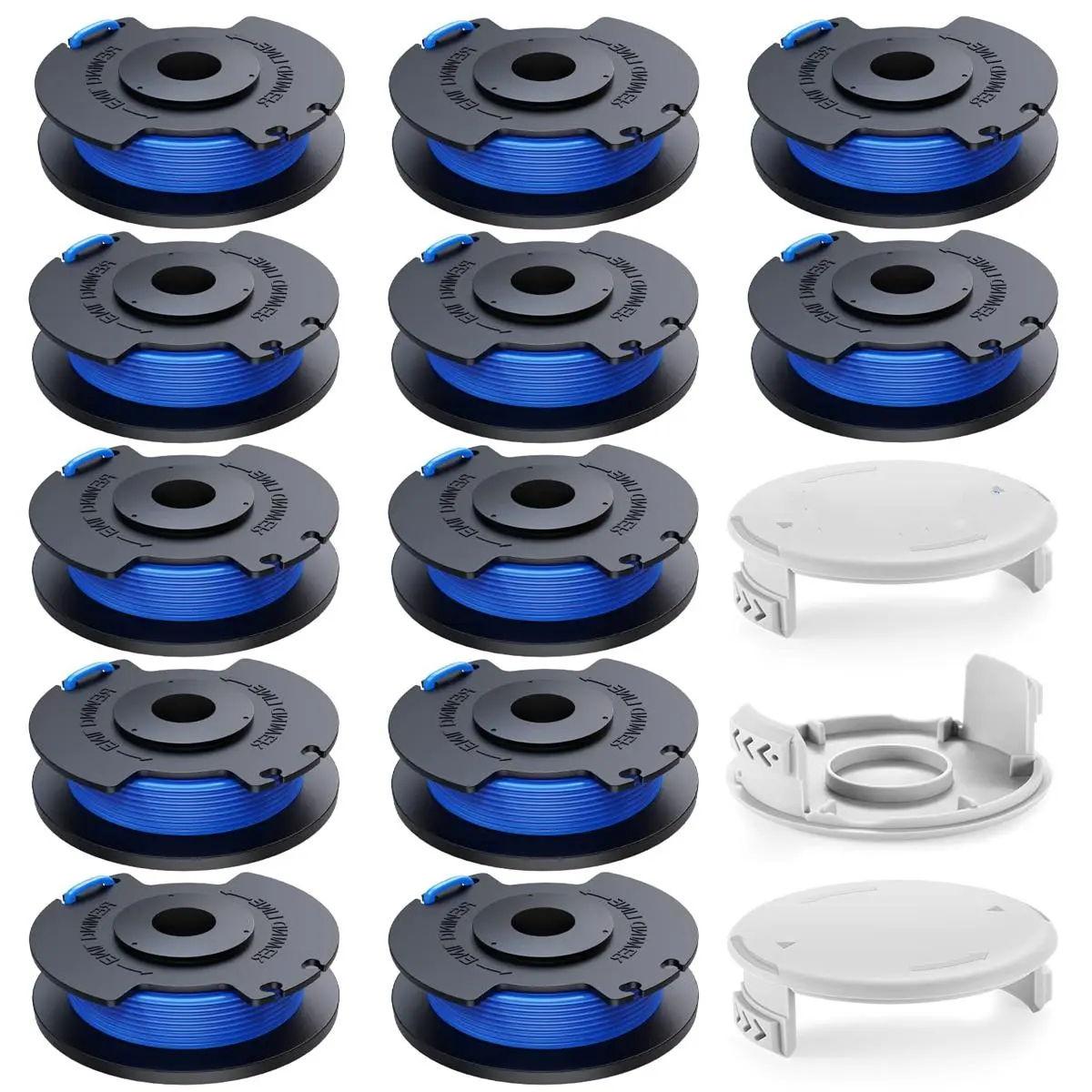 Durable Nylon Polyamide Trimmer String Spool Set (0.065in Diameter, 11ft, 15 Threads, 3 Covers) - Automatic Feeding, High Tensile Strength, Abrasion Resistant Weeding Replacement for Ryobi 1+ AC14RL3A 18V-24V-40V Garden Tools