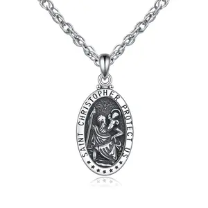 S925 sterling silver St. Christopher necklace for men and women, a must-have gift
